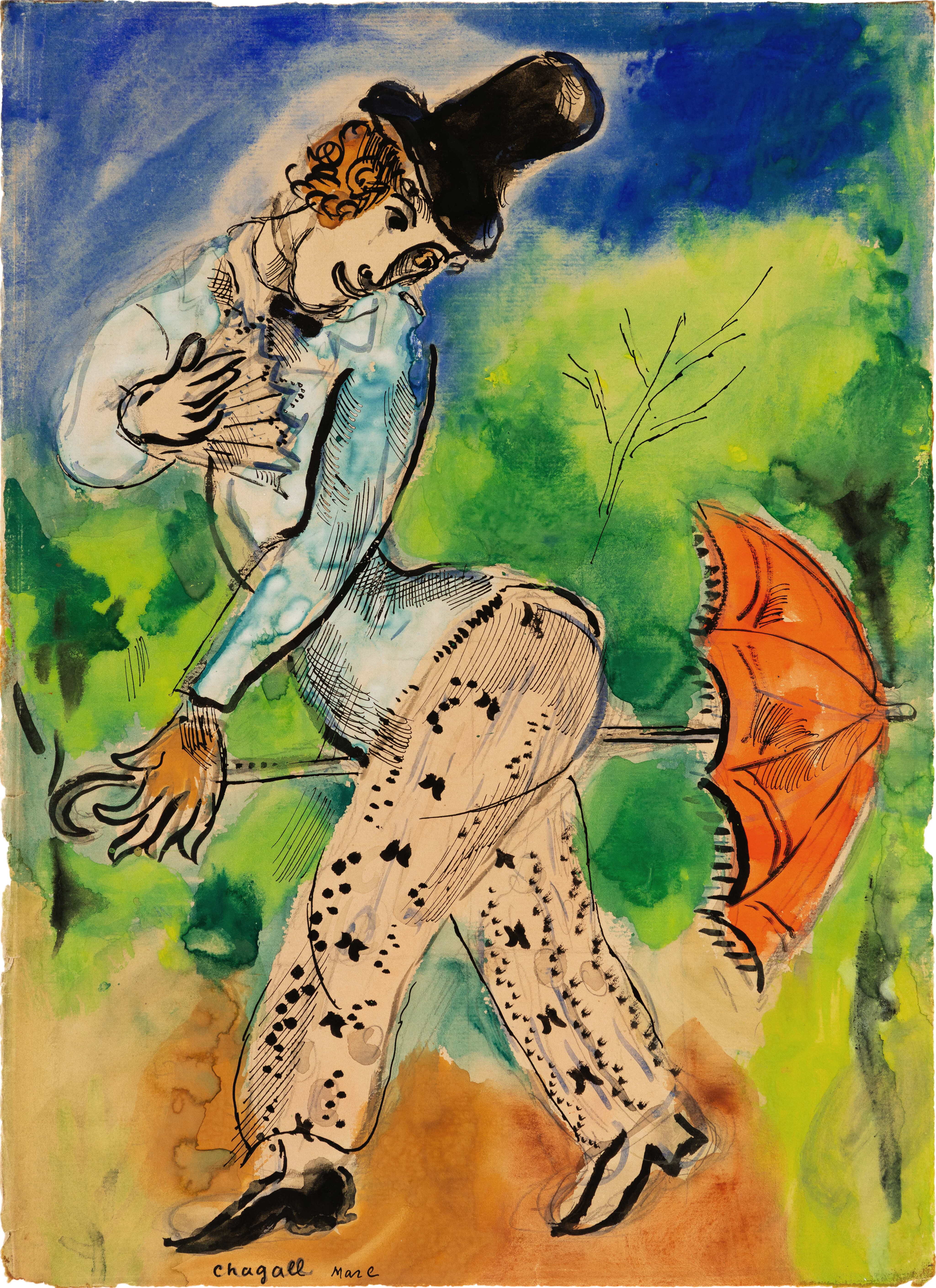 Marc Chagall 馬克 · 夏加爾 | L'homme au parapluie 持傘男子 | Modern Day